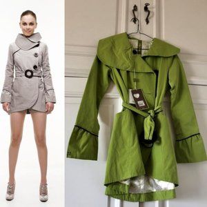 *NWT* Soia & Kyo Lime Green "Claire" Belted Trench Coat XXS